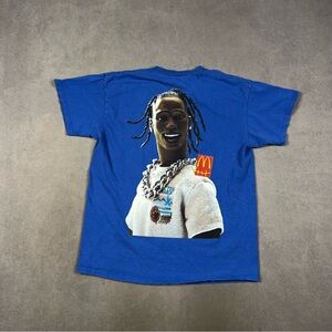 Cactus Jack Blue Graphic Tee with Bold Design Travis Scott McDonald’s
